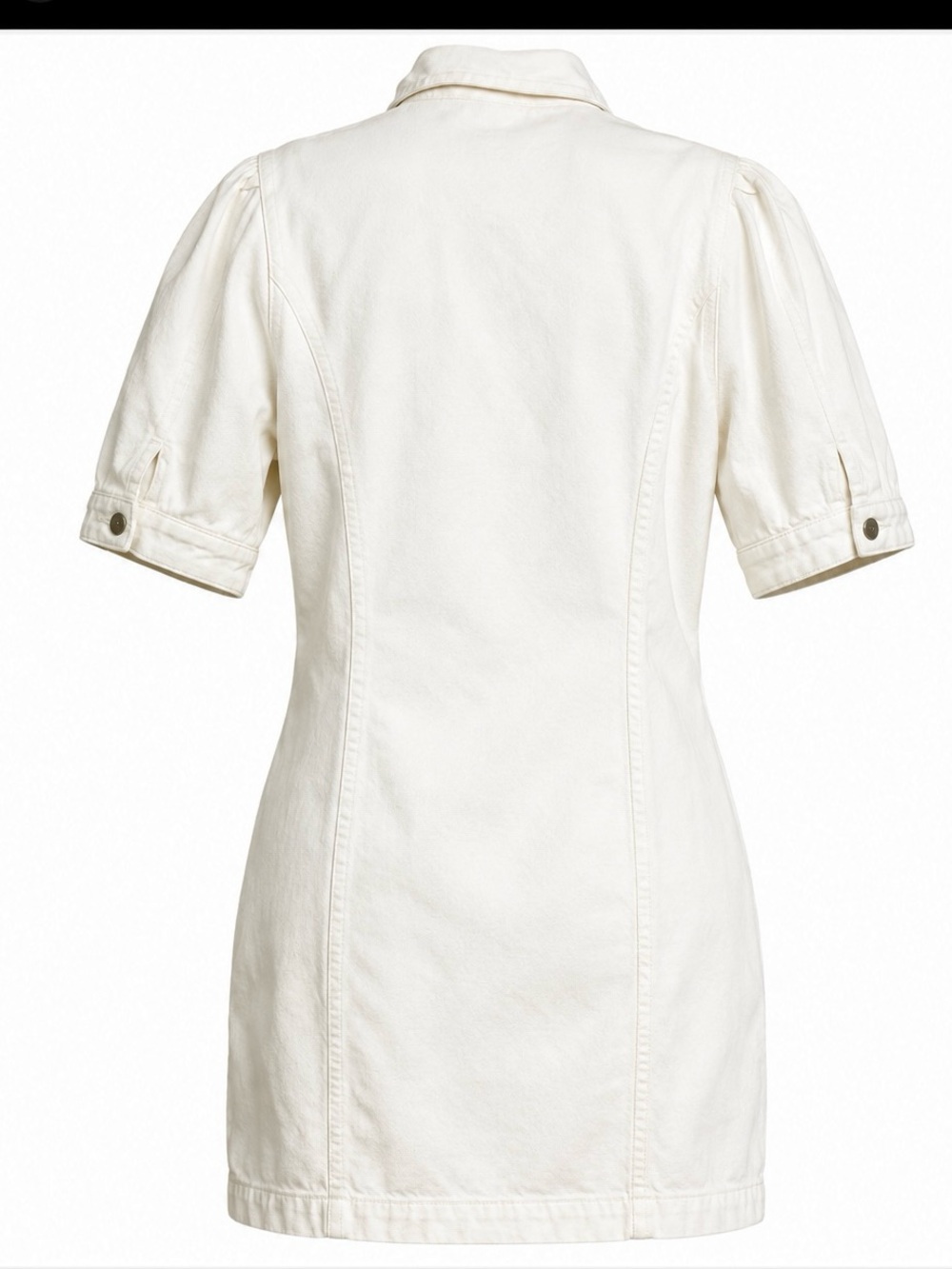 Sincerely Jules Denim Mini Dress white button-front shirt dress puff sleeves xl - Picture 8 of 9